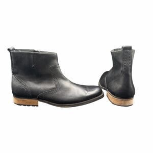 Bostonian Black Leather Ankle Boots Men’s 9.5 Zip Low Heel